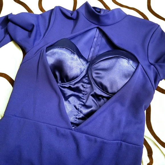 Royal Blue Bodycon Long Sleeved Dress NWT S M L - Picture 2 of 6